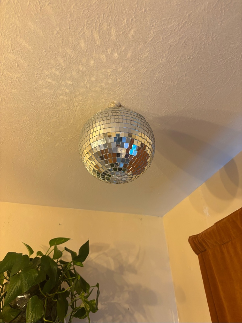 Silver Mirrored Disco Ball Ceiling Ornament - Party Decoration